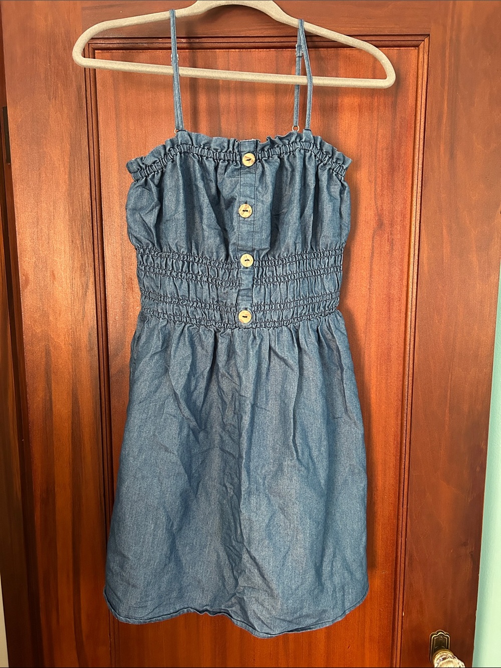 Ci Sono Blue Denim Mini Dress with Button Front